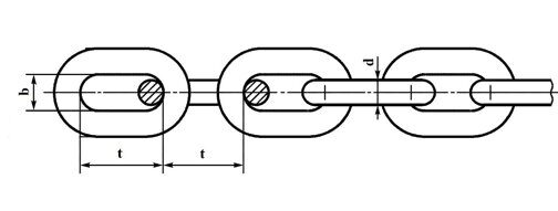 Цепь стальная класс прочности T10 размер 13х39 грузоподъемность 6.7т (Оцинкованная)